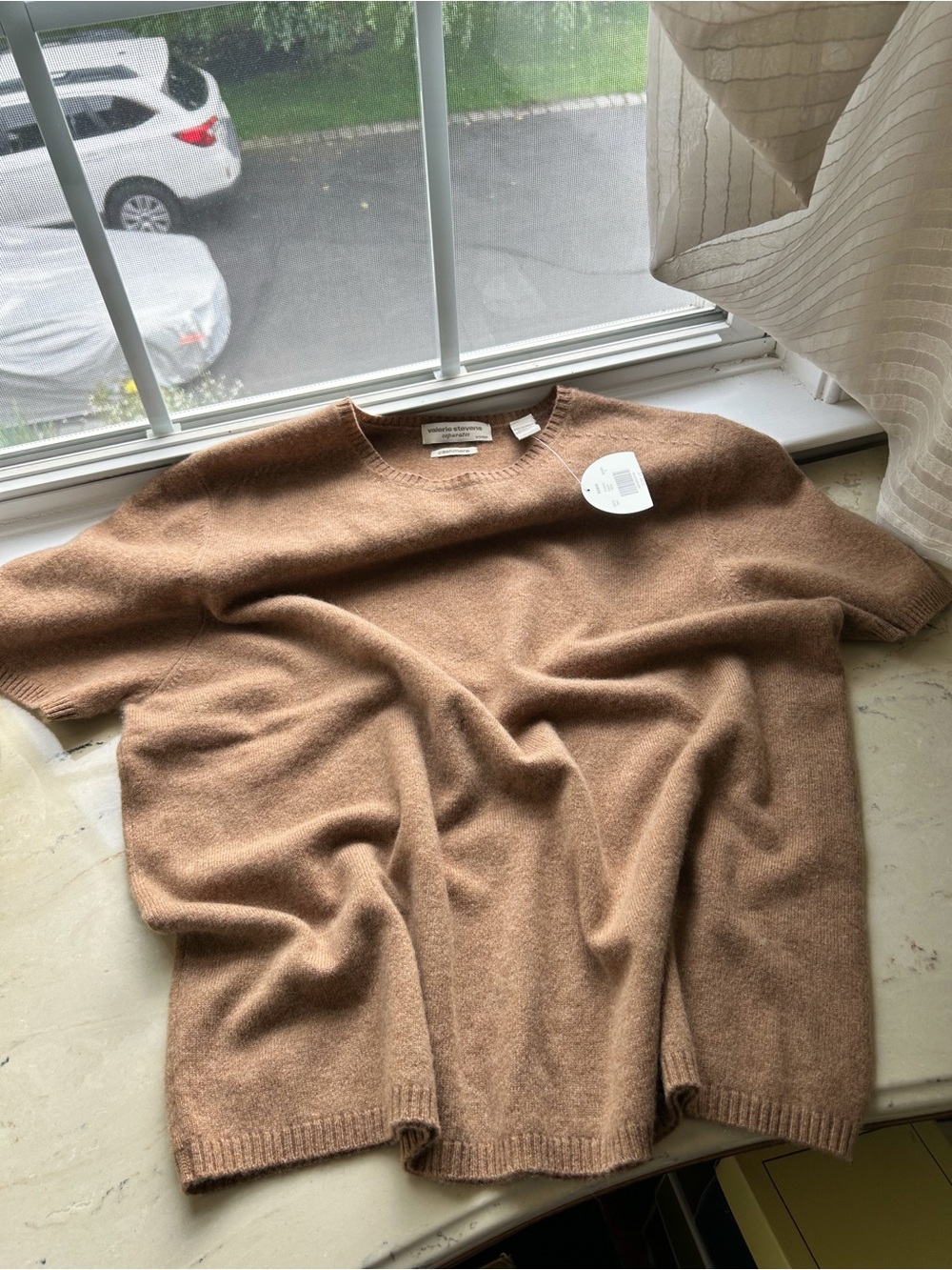 Valerie Stevens Brown Crewneck Short-Sleeve Sweater